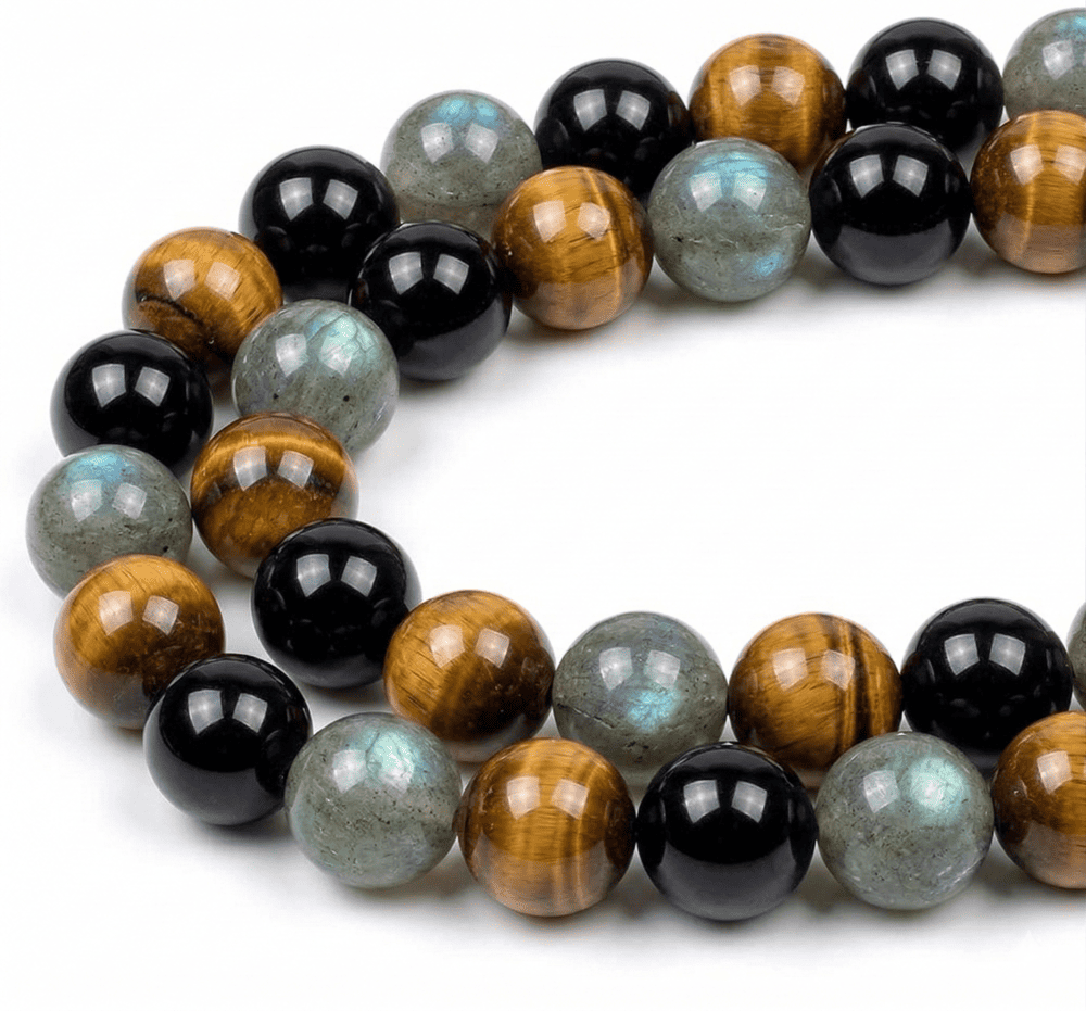 Bracelet Force et Protection en Tourmaline Noire, Labradorite et Œil de Tigre
