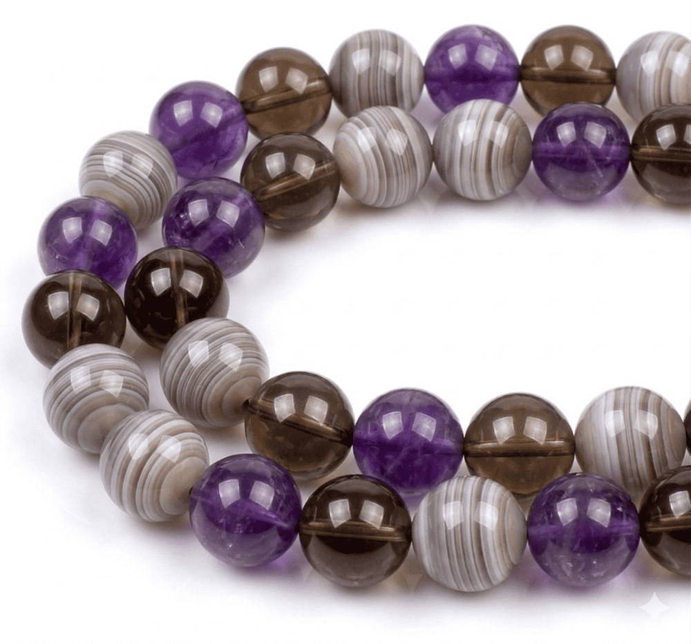 Bracelet Souffle et Liberté anti-tabac en Agate Botswana et Améthyste