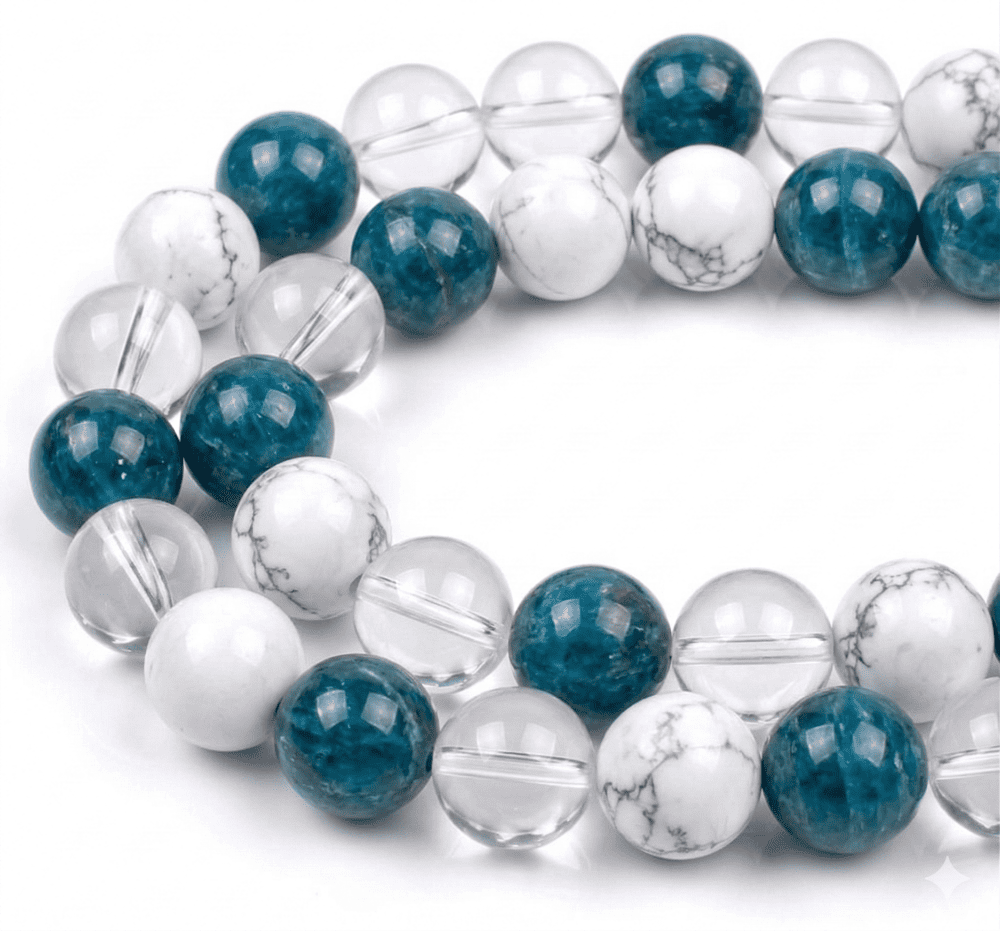 Bracelet Silhouette d'Azur minceur en Apatite Bleue et Cristal de Roche
