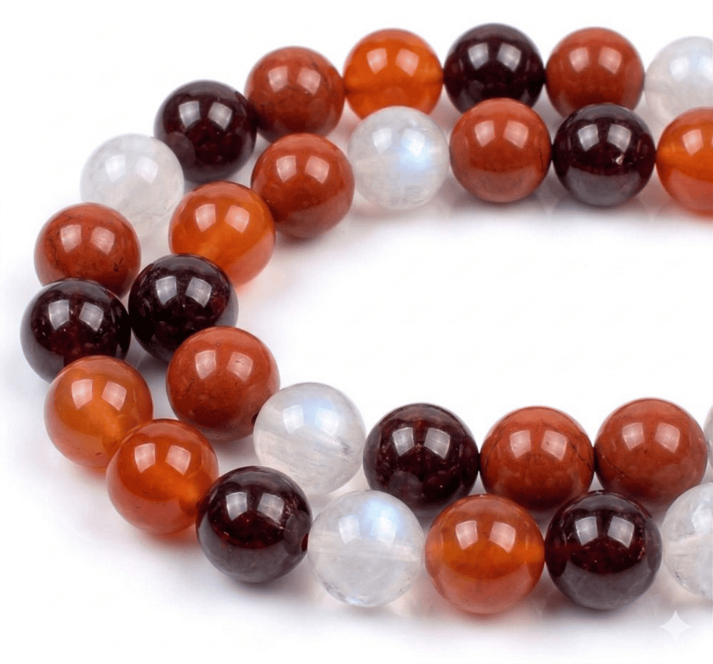 Bracelet Graine de Vie fécondité en Cornaline, Grenat et Pierre de Lune