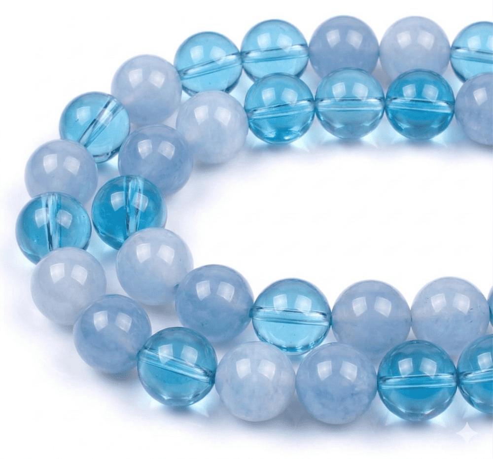 Bracelet L'Horizon des Mots communication en Calcédoine et Topaze Bleue