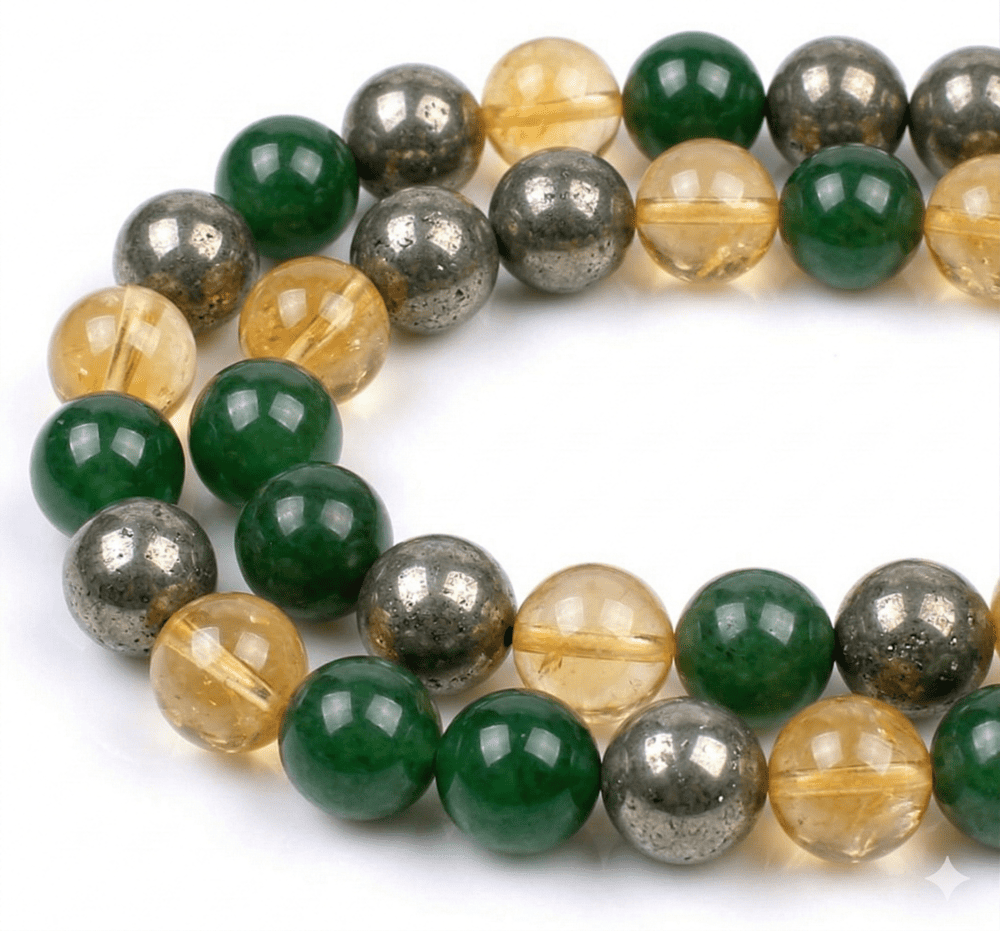 Bracelet L'Or de Gaïa abondance en Citrine, Jade Néphrite et Pyrite