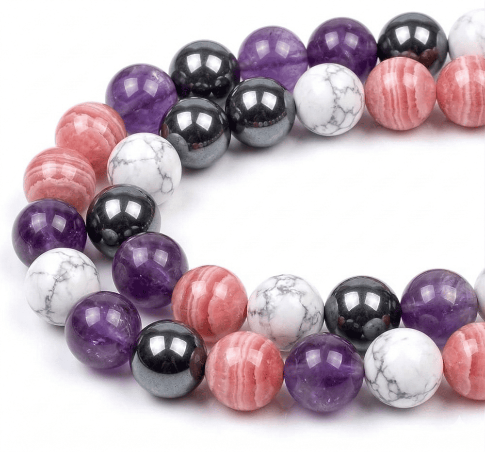 Bracelet Calméa anti-stress en Améthyste, Hématite et Howlite